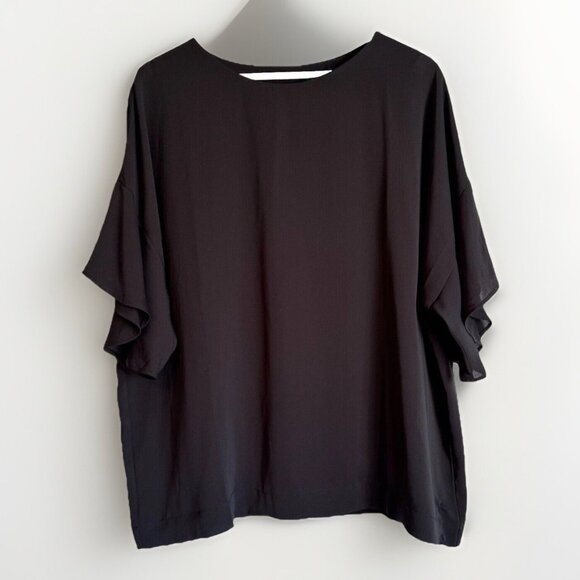 J.Jill Wearever Women’s Top Size Large Black 3/4 Flared Sleeve Sheer Whimsigoth - Picture 1 of 8